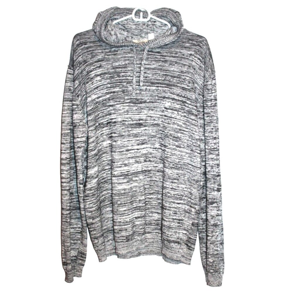 Hedge Brand Space Dyed Hoodie Sweater Gray Black White Men's Size XL X-Large NEW
